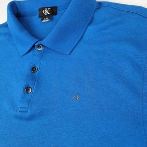 Calvin Klein Polo shirt Men's Blue Size Large 100% Cotton Short Sleeve